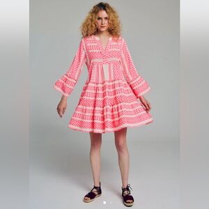 NWT DEVOTION TWINS Short ELLA Cotton MIni Dress Medium Petite MP Rose Neon Pink